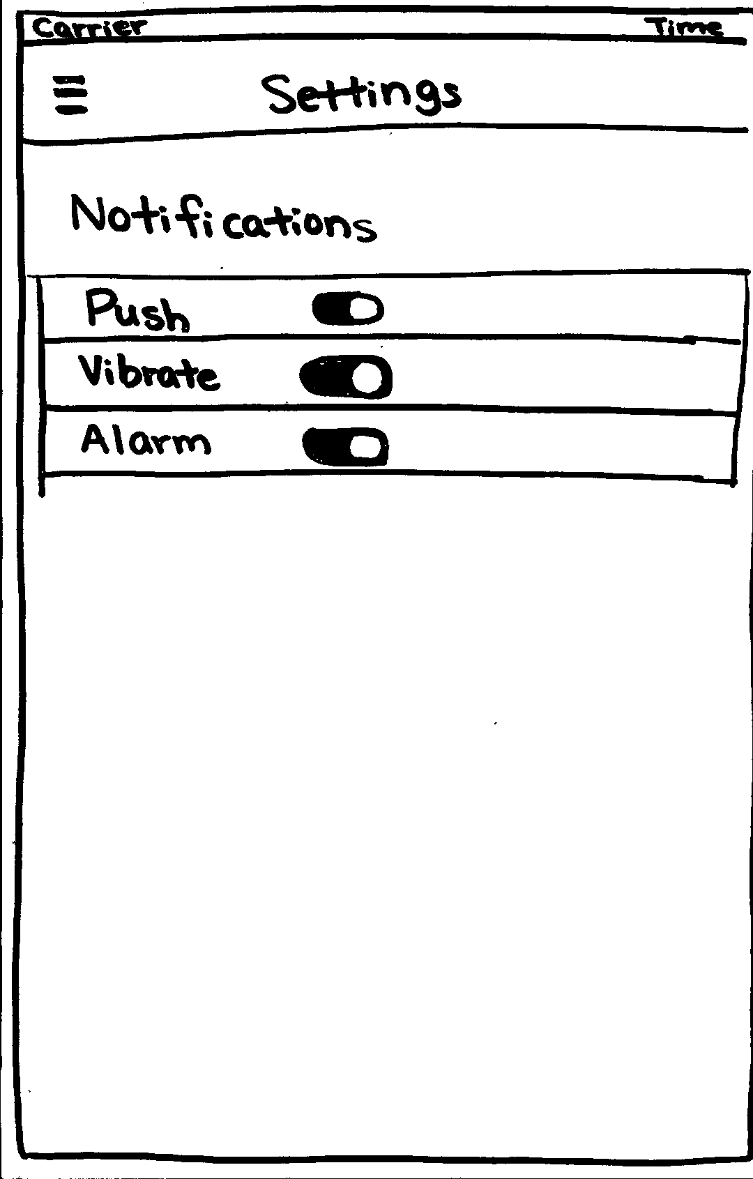Settings page